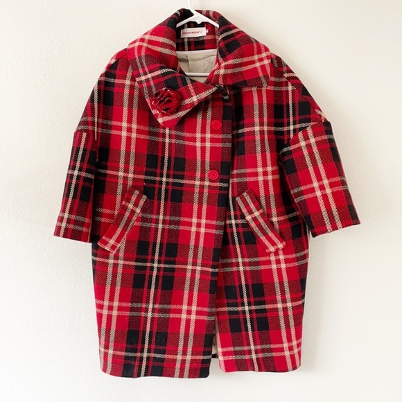 Hippocampe Wool Blend Plaid Coat - Picture 13 of 13